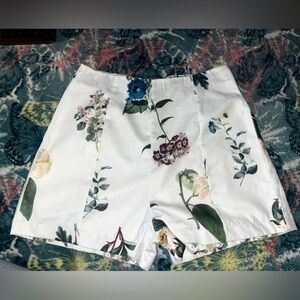 Floral Print White Shorts